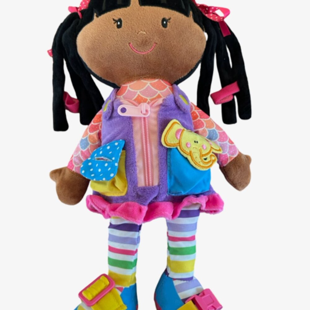 Learn To Dress Doll Dressy Friends Scarlett Brown Plush June Garden Educational